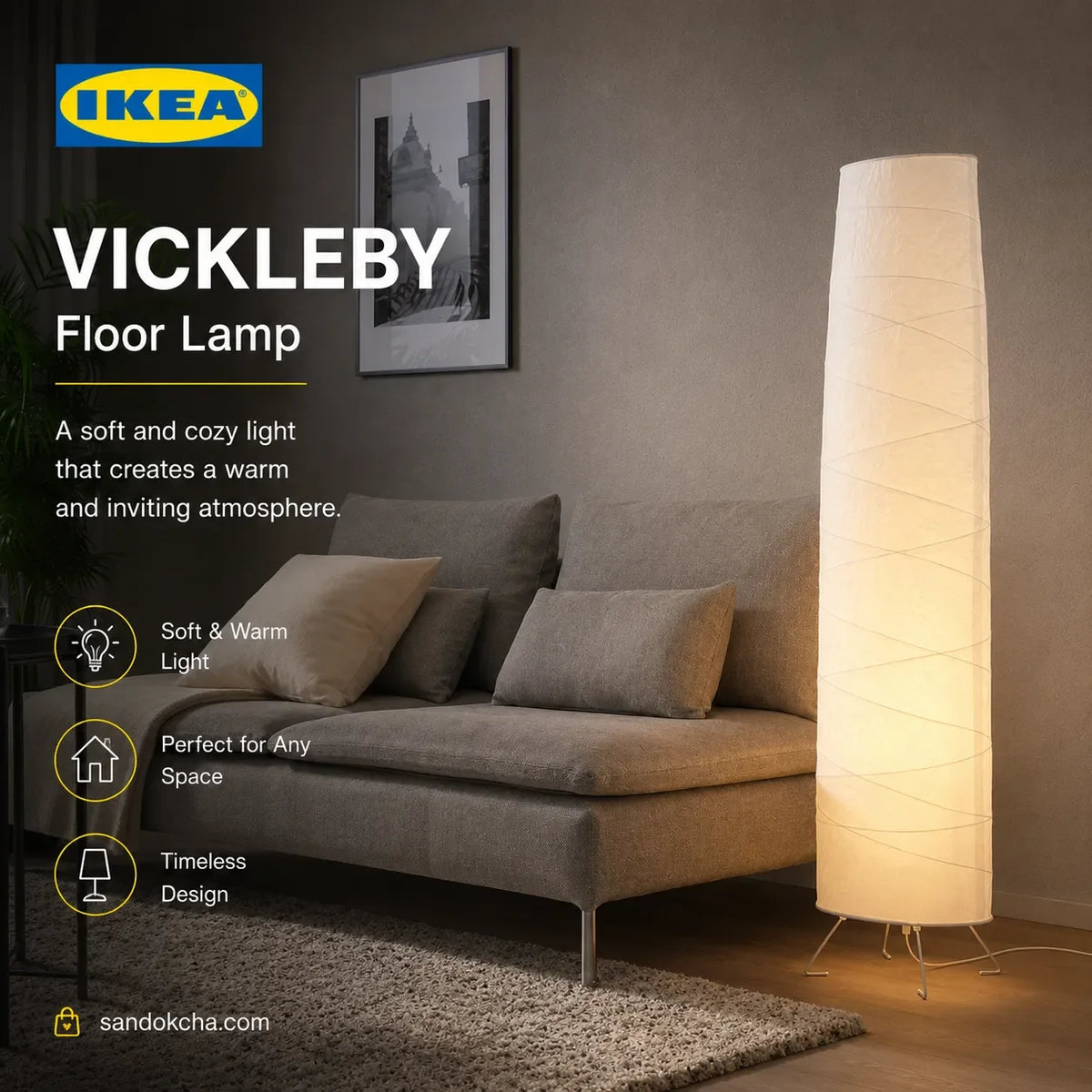 IKEA VICKLEBY Floor Lamp – White