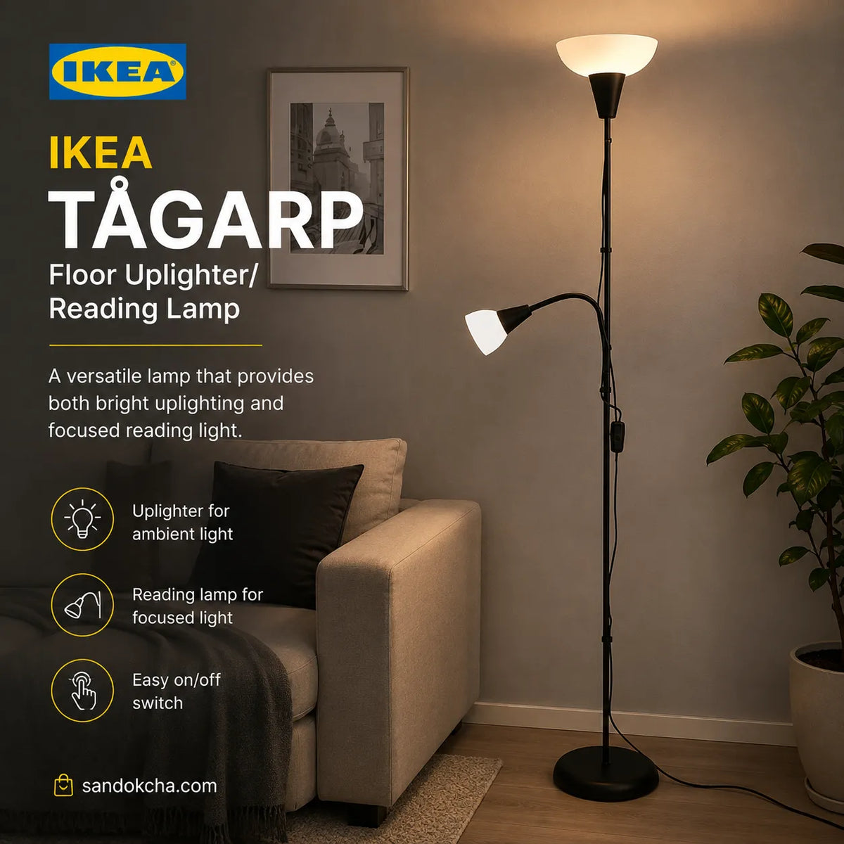 IKEA TÅGARP Floor Lamp – Black & White